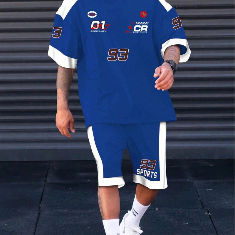 Short-Sleeved T-Shirt Casual Sports Suit Men'S Digital Jersey Fashionable Matching Two-Piece Me2-Ma1 - Image 2